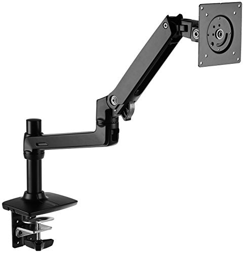 Amazon Basics Single Monitor Stand - Lift Engine Arm Mount, Aluminum, 2-Pack & Notebook Laptop Stand Arm Mount Tray