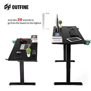 OUTFINE Height Adjustable Standing Desk Electric Dual Motor Home Office Stand Up Computer Workstation (Black, 55")