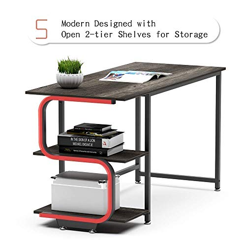 Teraves L Shaped Desk and 47 inch Computer Desk with Storage Shelves,S Shaped Computer Desk for Home Office