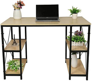 SYLTER Office Conference Table with Storage Shelves 43.3" - Black Metal Frame