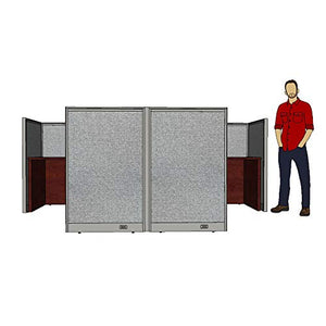 G GOF Double 2 Person Workstation Cubicle / Office Partition, Room Divider - Dark Cherry, 10'D x 6.5'W x 4'H