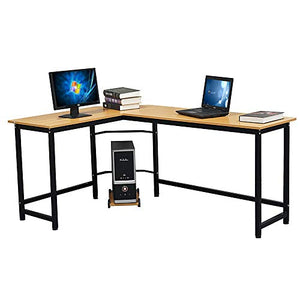 TimmyHouse Corner Desk L-Shaped Computer Desk PC Latop Study Office Table Workstation Home