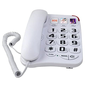 MaGiLL Large Button Wired Home Telephone with One-Touch Speed Dials and Nursing Call for Elderly - Wall Mount SOS Emergency