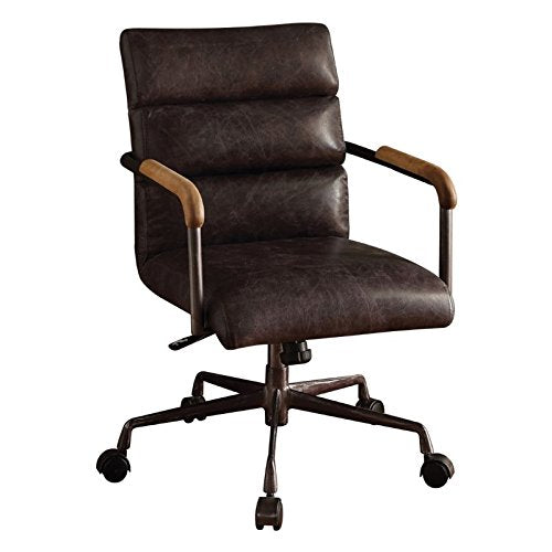 Acme Furniture 92415 Harith Top Grain Leather Office Chair in Antique Ebony