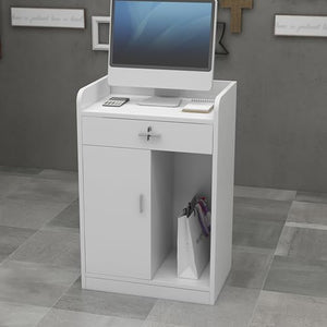 BBAUER Reception Desk with Counter and Lockable Drawers