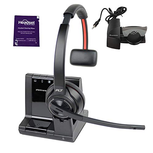 Plantronics Savi 8210 Wireless Headset System Bundle with Lifter and Headset Advisor Wipe- Productivity Package