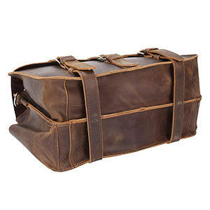 Polare Full Grain Leather 16'' Briefcase Shoulder Messenger Bag Fit 14-15.6'' Laptop Case For Men