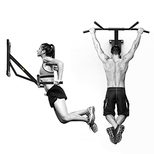 Heavy Duty Pull Up Bar Wall Mounted Chin Up Bar Dip Stand Power Tower, Multifunctional Upper Body Workout Bar, Home Gym Fitness Strength Training Equipment