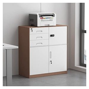 EDWAL Vertical Storage Cabinet File Cabinet with Lock - 3 Drawer for A4/Legal Documents (Coffee Color)