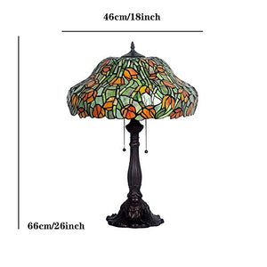 MaGiLL Retro Tiffany Style Desk Lamp 26 Inch High Tulip Patterned Stained Glass Lampshade - Bedroom Desk Lamp