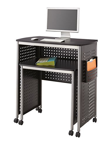 Safco Products 1907BL Scoot Sit Down Computer Workstation Desk with File Pocket, Black