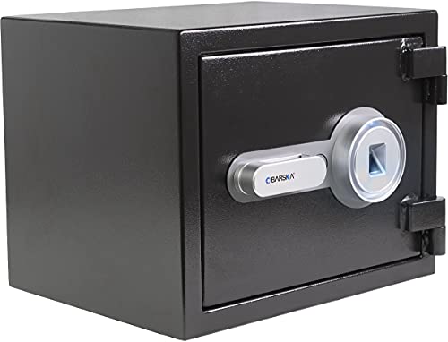 BARSKA AX13498 Biometric Fireproof Safe 0.75 Cu Ft Black Texture with Long Locking Bolts, Small