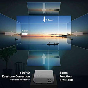 1080P Projector (Upgraded Version 2),XINDA 6500 Lux 4K Video Projector with Big Display,±50°Keystone Correction,Home&Business 4D Projector for Fire TV Stick,Smartphone,PC,Box,PS4,HDMI,VGA,USB