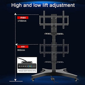 QICBYING Mobile TV Cart with Motorized TV Lift - Height Adjustable Stand for 32-75 Inch Screens