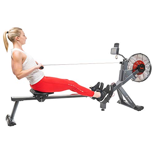 Sunny Health & Fitness Air Plus Magnetic Resistance Rowing Machine – SF-RW5940, Gray
