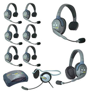 EARTEC HUB971MON Ultralite 9-Person Headset System with 7 ULSR, 1 ULDR, 1 Monarch