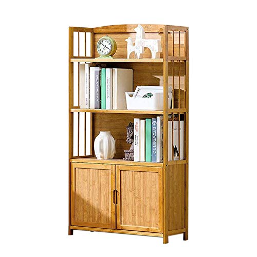 Jcnfa-Shelves Bookshelf Floor Rack Free Standing Shelf Storage Cube Display Bamboo Multi-Function Bookshelf Door Design (Color : Wood Color, Size : 27.559.8449.21in)