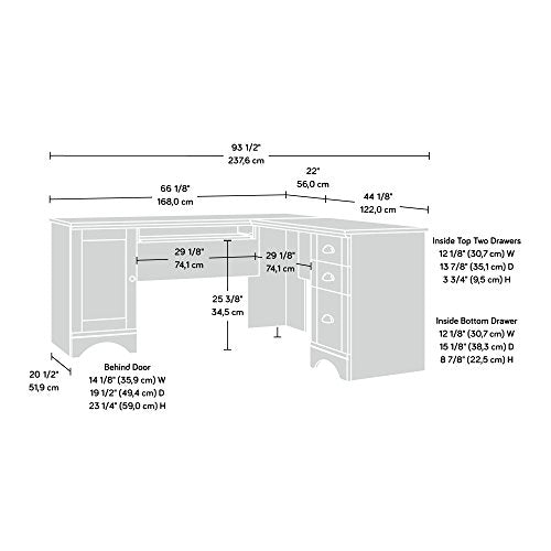 Sauder 417586 Harbor View Computer Desk, L: 66.14" x W: 66.14" x H: 30.28", Salt Oak finish