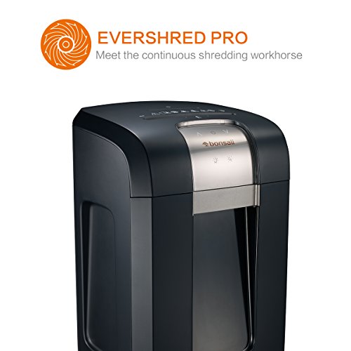 Bonsaii EverShred Pro 3S30 18-Sheet Cross-Cut Heavy Duty Shredder with 240 Minutes Running Time, 7.9 Gallons Pullout Wastebasket and 4 Casters, Black