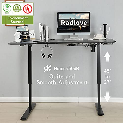 Radlove Electric Height Adjustable L-Shaped Desk with Memory Controller - Black