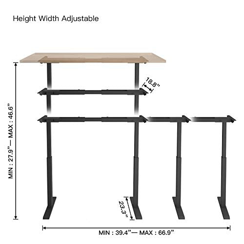 Electric Stand up Desk Frame - Aludest Dual Motor Height Adjustable Sit Stand Standing Desk Cable Management Rack Base Workstation…