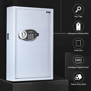 Key Cabinet with Digital Lock - Heavy Duty Secured Storage, Lock Box with Key Tags Wall Mounted Metal Steel Key Safe - Ideal for Home Hotels Schools & Businesses (144 Keys Capacity)