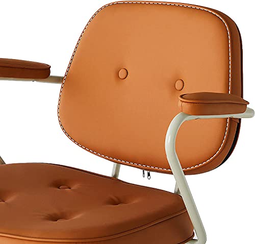 PU Leather Rolling Stool with Back Armrest Height Adjustable Swivel Task Chair (Green)