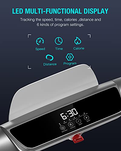 OVICX Portable Foldable Treadmill for Home with Photoelectric Heart-Rate Detection Running Machine with Bluetooth Small Treadmill for Apartment Gray