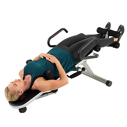 Sunny Health & Fitness Invert Extend N Go Back Stretcher Bench with 350lb High Weight Capacity and Adjustable Stretch and Height Settings , Black