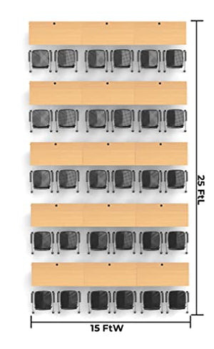 Team Tables Folding Training Seminar Classroom Model 7395 Beech 30 Person Tables with Task Chairs