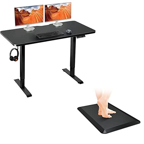 WOKA 48 x 24 Inches Dual Motor Standing Desk, Anti Fatigue Standing Desk Mat