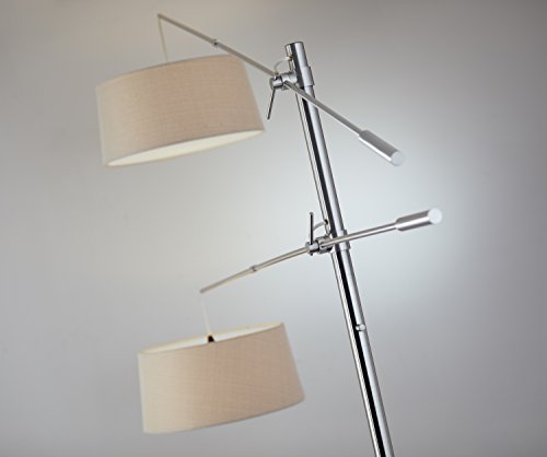 Adesso 5275-22 Manhattan Two-Arm Arc Lamp, Brushed Steel