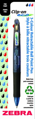 Zebra Eco Clip-On 3-In-I Retractable Pens (ZEB26311)