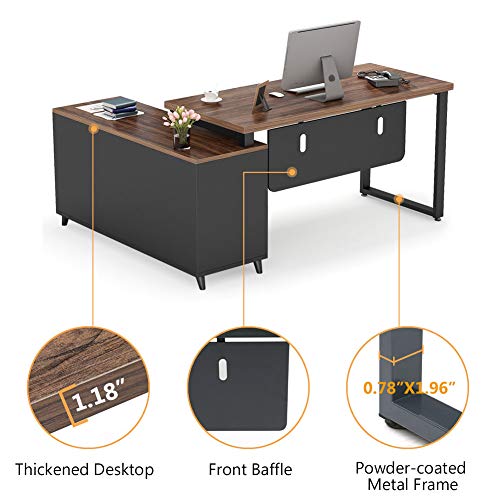 Tribesigns L-Shaped Computer Desk, 55 Inch Large Executive Office Desk with Drawers Business Furniture Workstation with 47 inch File Cabinet