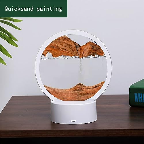 Generic Sandscape Moving Sand Art Picture in Motion Round Glass 3D Landscape - Yellow