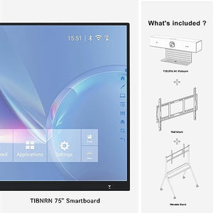 TIBURN Smart Board 75" R1-C Interactive Touchscreen Computer with Conference Camera