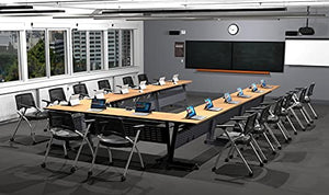 Team Tables 14 Person Folding Training Meeting Seminar Classroom Tables with Power+USB Outlet