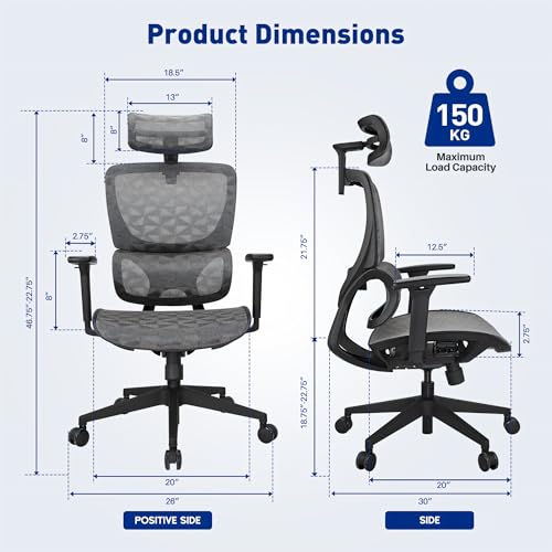 Actfull Mesh Seat Computer Chair with Easy Wire-line Control and Headrest
