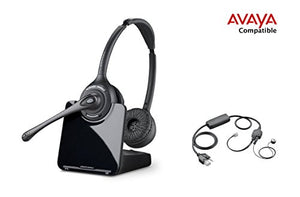 Avaya Compatible Plantronics CS520 VoIP Wireless Headset Bundle with Electronic Remote Answer/End and Ring Alert (EHS) for Avaya Phones: 16xx, 96xx IP Phones