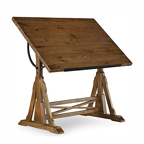 Drafting Table American Desk Design Desk Painting Table Solid Wood Easel Designer Painting Table Solid Wood Desk (Color : Natural, Size : 135x85x96cm)