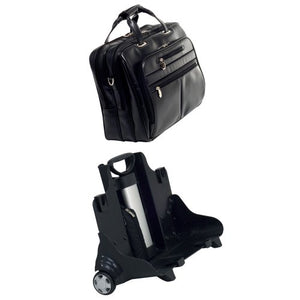 McKleinUSA Ohare 86535 Black Leather Fly-Through Checkpoint-Friendly 17 Detachable Wheeled Laptop Case