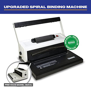 Upgraded S25A Coilbind Spiral Coil Binding Machine - with Electric Coil Inserter - Professionally Bind Presentations and Documents - Free Crimper Free Box of 100 Plastic coils - 4 to 1 Pitch