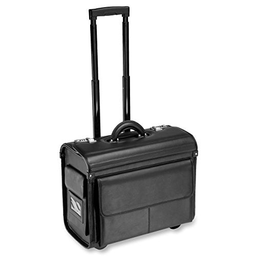 ALL-STATE LEGAL Leather Litigation Bag, Rolling Bag, Catalog Case, Briefcase, 18" L x 14" H x 9" W, Fits Laptop & Legal/Letter Size Files, Retractable Handle, Combination Lock, 1 Each