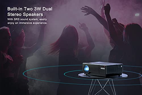 Projector, BOSNAS 8000 Lux Home Video Projectors, 1920×1080P, Support 300" Screen Playing with Hi-Fi Speakers and 4-D Keystone Correction, Compatible with TV Stick/Phone/Laptop/DVD Player/PS4