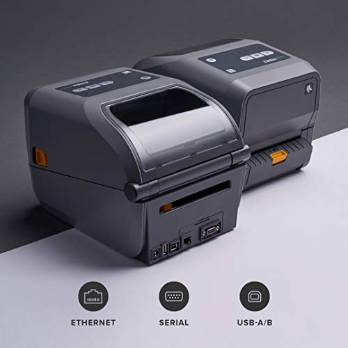 Zebra ZD620t Thermal Transfer Desktop Printer 300 dpi Print Width 4 in Ethernet Serial USB Peeler Preinstalled ZD62043-T11F00EZ