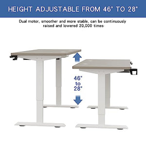 bilbil Electric Standing Desk 63x30 Inches with Drawer, Height Adjustable Sit Stand Up Desk - Pale Pearwood Top/White Frame