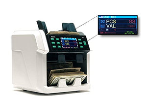 MIXVAL MV3 Mixed Money Counter Machine | 2-Pocket Premium Bank Grade w/Counterfeit Detector | Mixed Denomination, Currency & Bill Counting | Fast & Accurate Cash Counter | Customer Screen & Printer