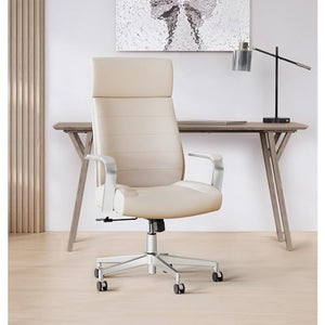 Realspace Modern Comfort Modee Vegan Leather High-Back Executive Office Chair, Sand/Chrome