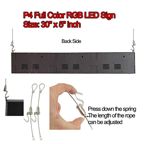 P4 Ultra Bright 5500Nits 30" x 5" 192 x 32 Pixels Full Color Semi Outdoor LED Sign RGB LED Display Programmable Scrolling Message Board for Window