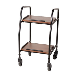 DMI Adjustable Height Rolling Utility Serving Tray Portable Table Food Cart Trolley, 2 Level Trays, 4 Wheels, Black and Silver